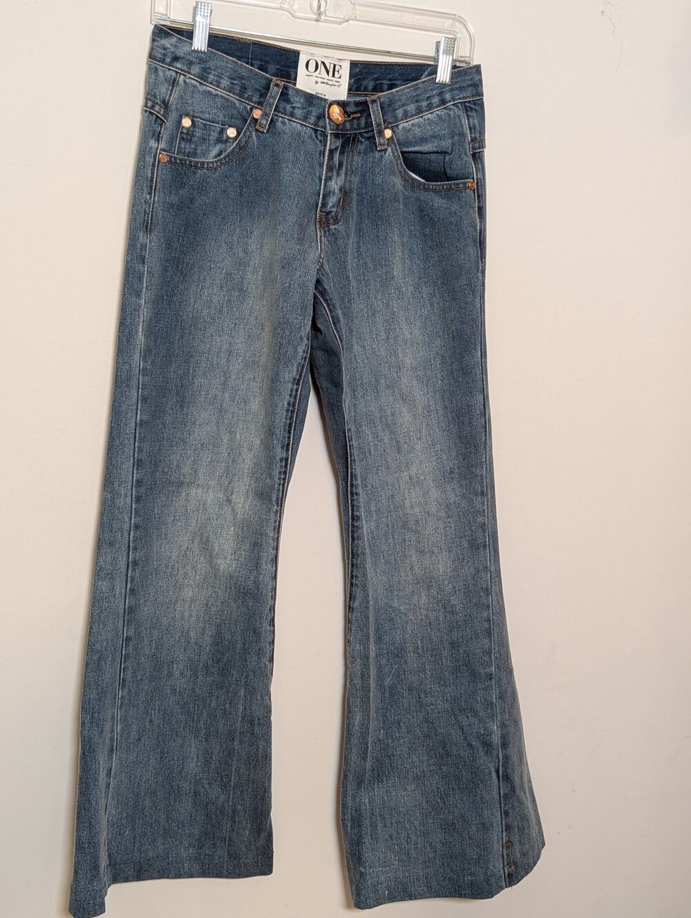 One Teaspoon Eastenders Sample Jeans Size 26 Low Rise Flare Wide Leg Y2K Rare